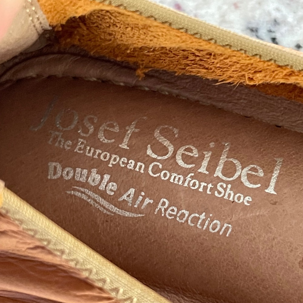 Josef Seibel Ballet Flats Womens 41 Tan Leather Bow Double Air Reaction Comfort - Picture 4 of 6